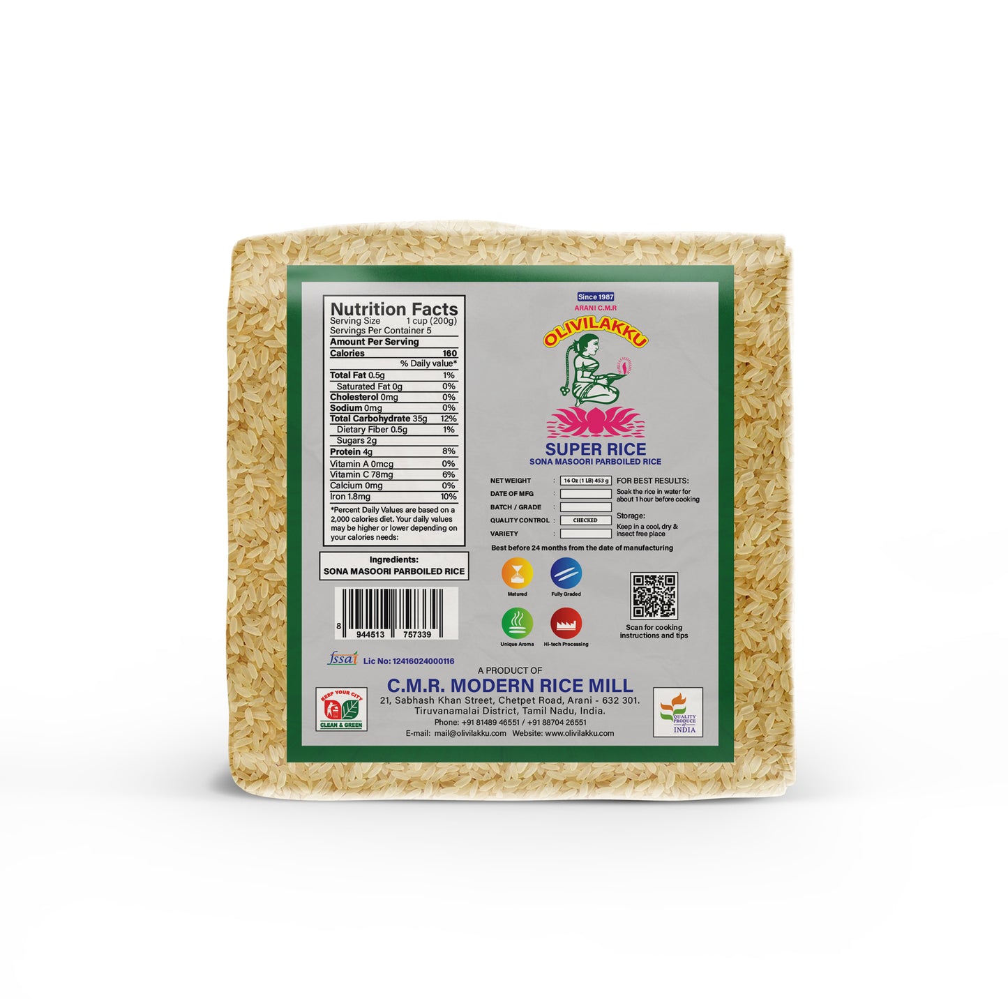 Olivilakku Sona Masoori Parboiled Rice